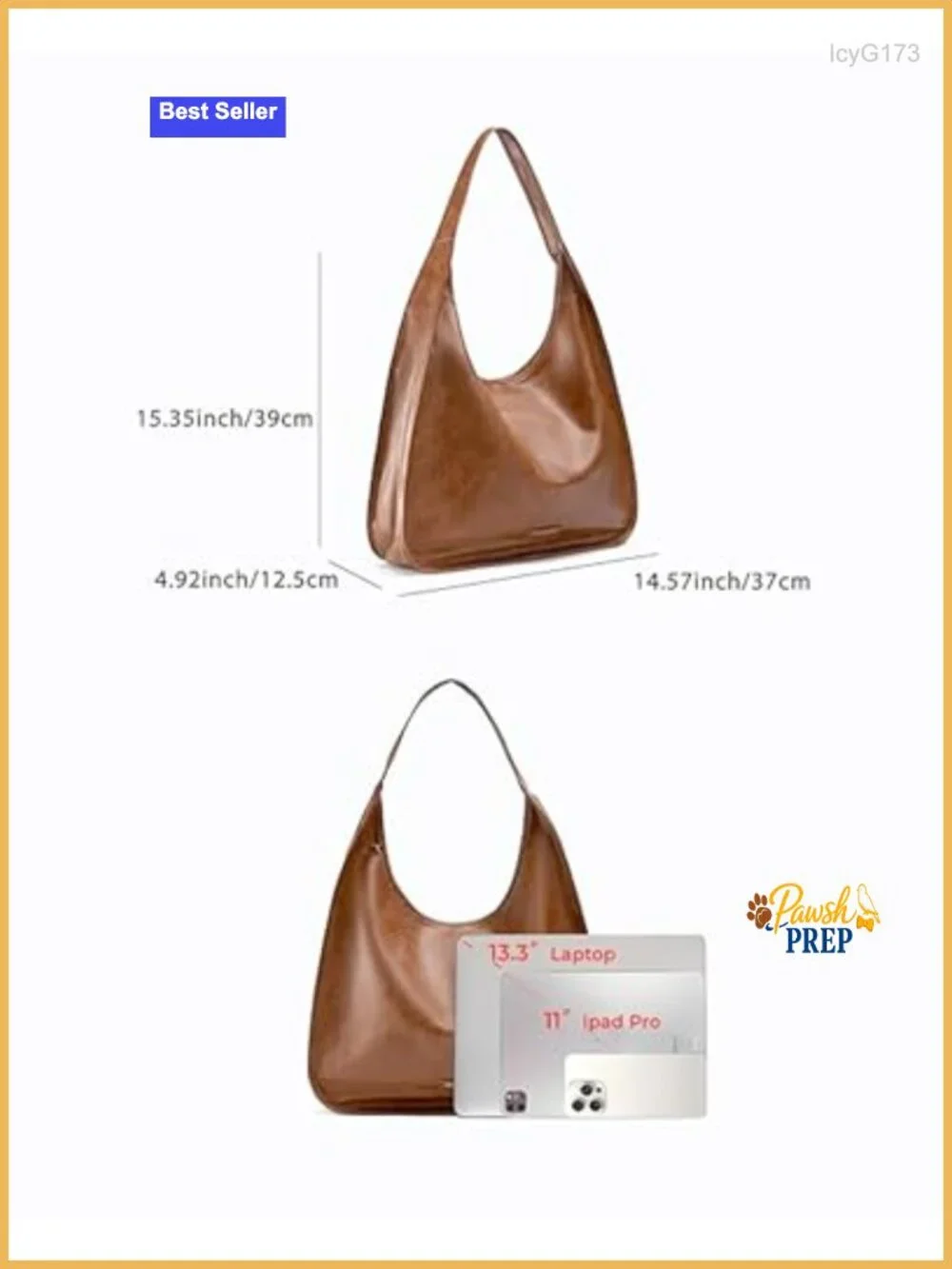 Vegan Leather Hobo Bag Shoulder Tote with Detachable Pouch